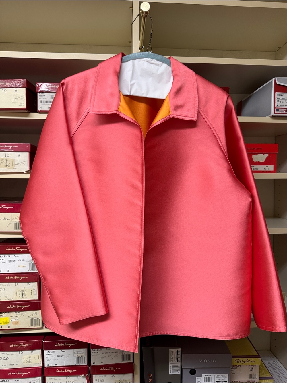 Lafayette 148 New York Pink silk blend jacket with Orange Lining